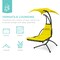 Best Choice Products Hanging Curved Chaise Lounge Chair Swing for Backyard, Patio w/ Pillow, Shade, Stand